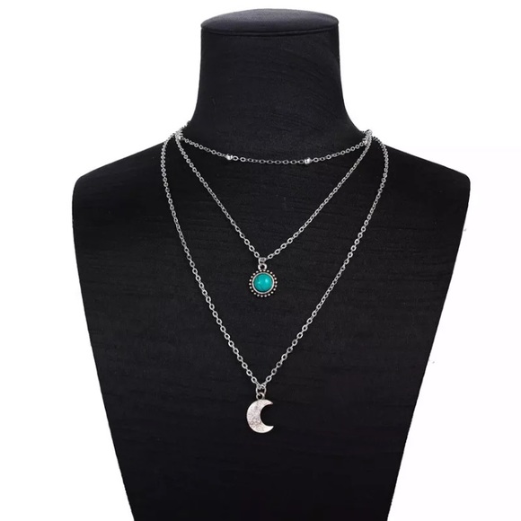 NEW! TURQUOISE MOON MULTILAYERED NECKLACE - Picture 4 of 6